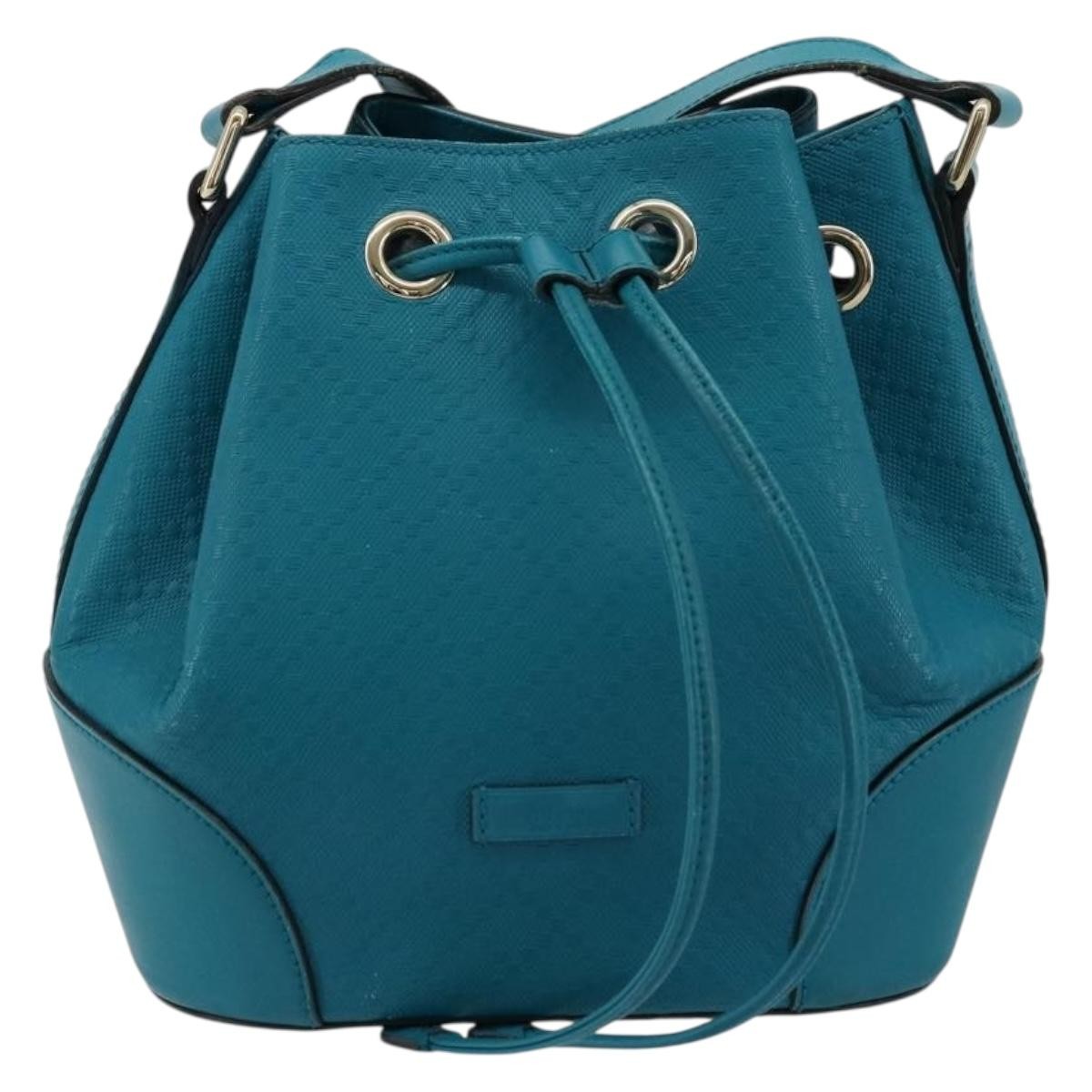 Gucci Bright Bucket Diamante Leather Blue Leather Shoulder Bag Bag (Pre-Owned)