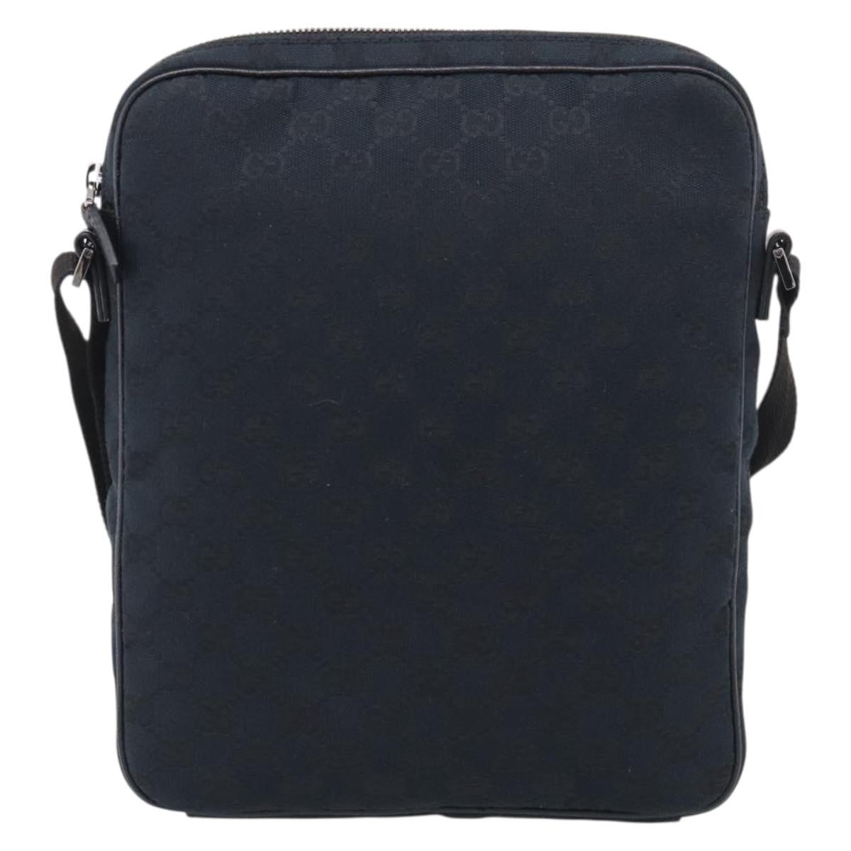 Gucci Front Zip Messenger Canvas And Leather Black Canvas Crossbody Bag Bag (Pre-Owned)