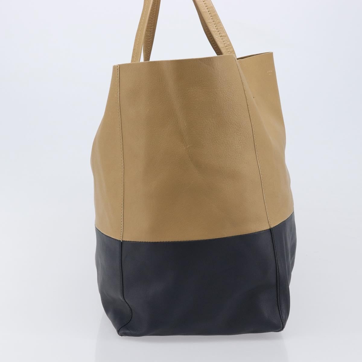 Celine Horizontal Bi-Cabas Leather Beige Leather Tote Bag Bag (Pre-Owned)