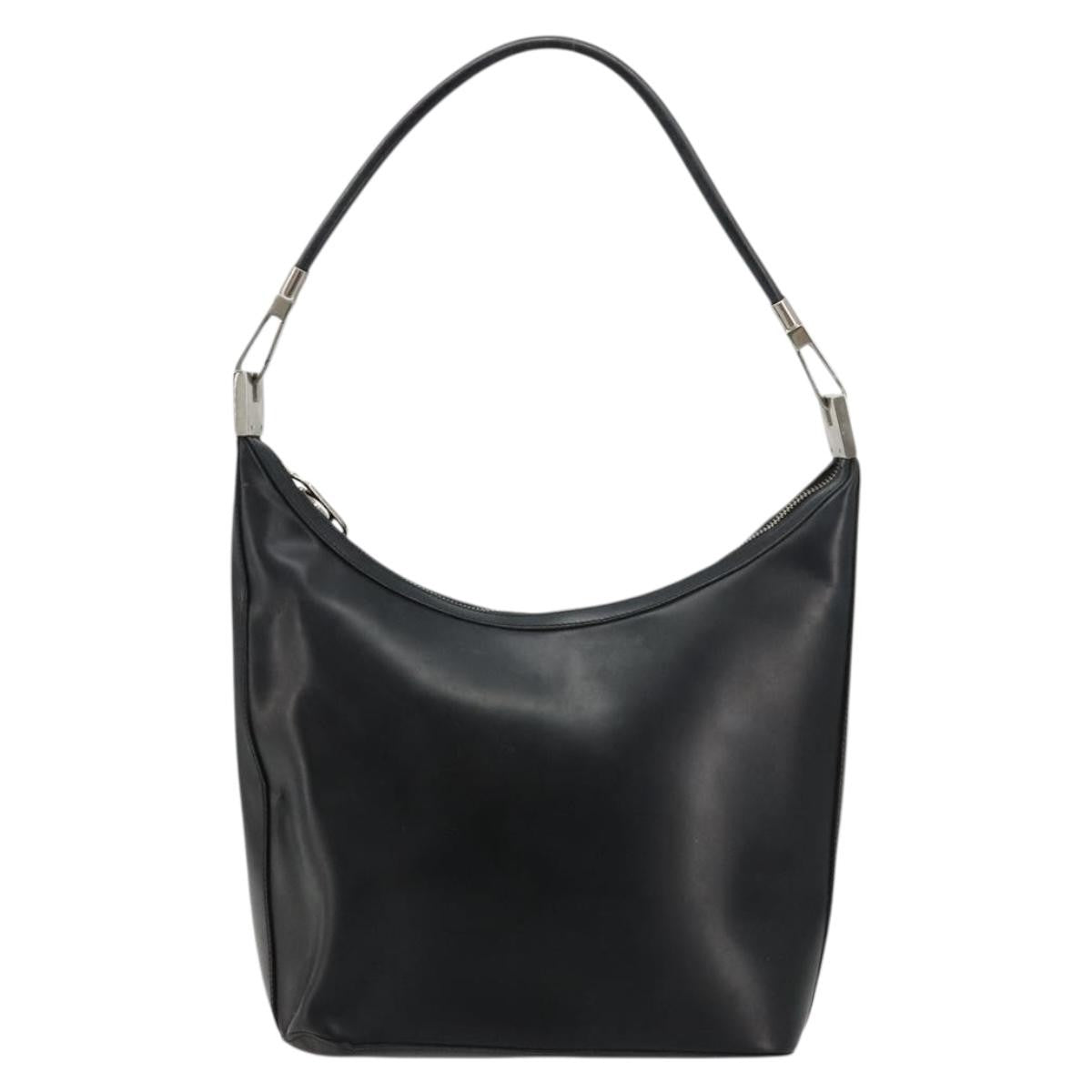 Gucci Zip Hobo Leather Black Leather Handbag (Pre-Owned)