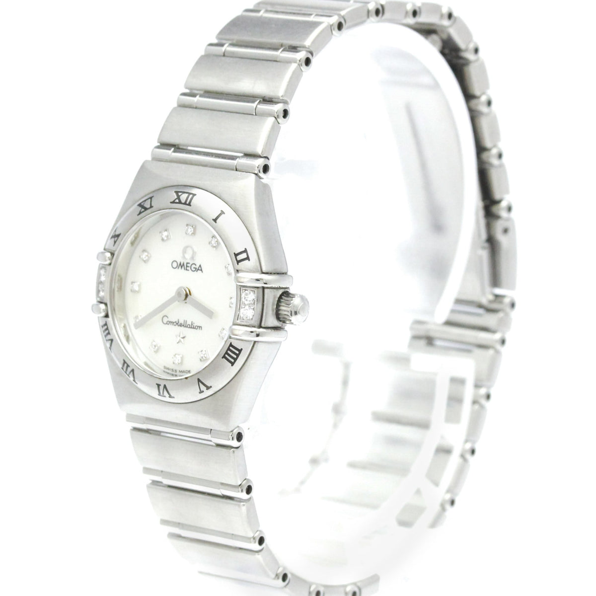 Omega Constellation 95 Quartz Stainless Steel And Rose Gold With Diamond Bezel And Markers And Mother Of Pearl Watch (Pre-Owned)