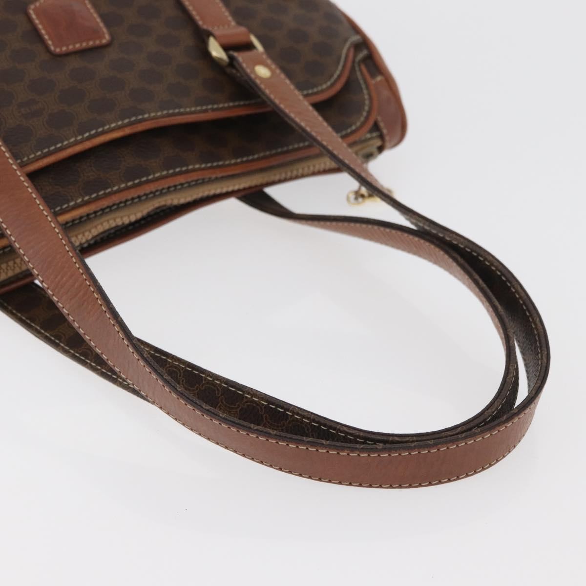 Celine Vintage Macadam Canvas And Leather Brown Canvas Handbag (Pre-Owned)