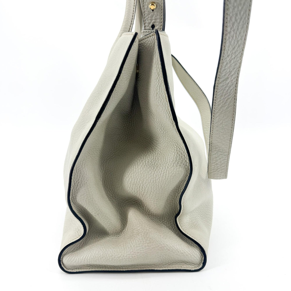 Prada Convertible Shopper Tote Vitello Daino Gray Leather Tote Bag Bag (Pre-Owned)