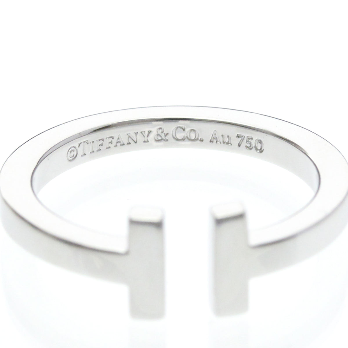 Tiffany & Co. T Square 18K White Gold Silver White_Gold Ring Jewelry (Pre-Owned)