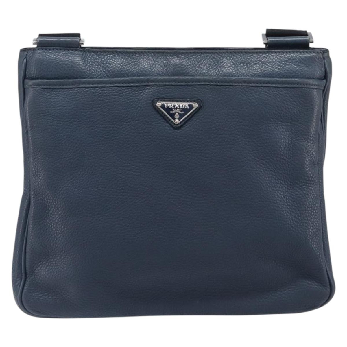 Prada Messenger Saffiano Leather Navy Leather Handbag (Pre-Owned)