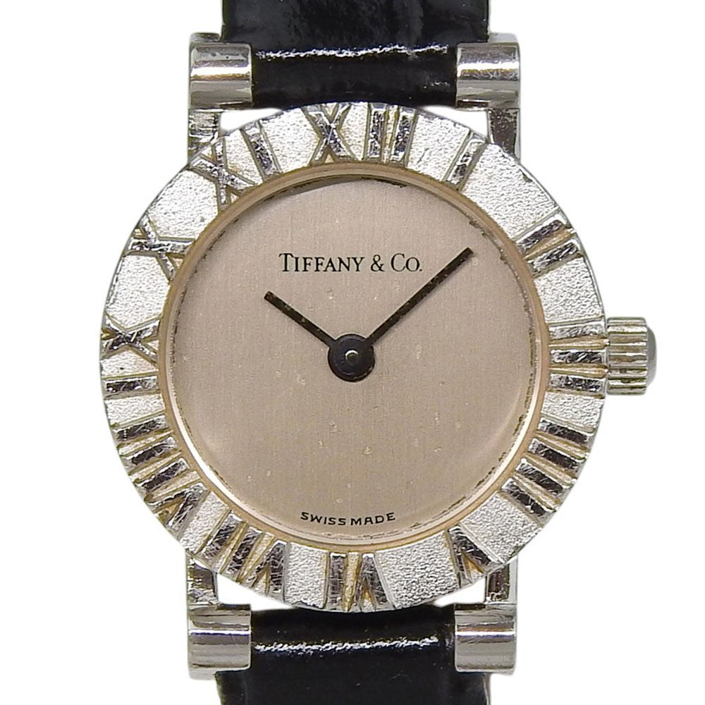 Tiffany & Co. Atlas Quartz Stainless Steel And Leather Watch (Pre-Owned)