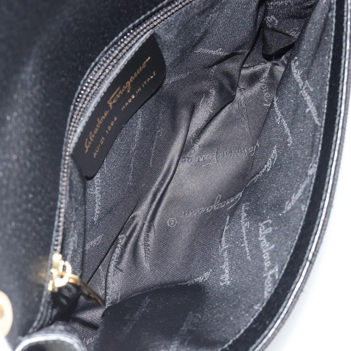 Salvatore Ferragamo Shoulder Bag Canvas Black Canvas Shoulder Bag Bag (Pre-Owned)