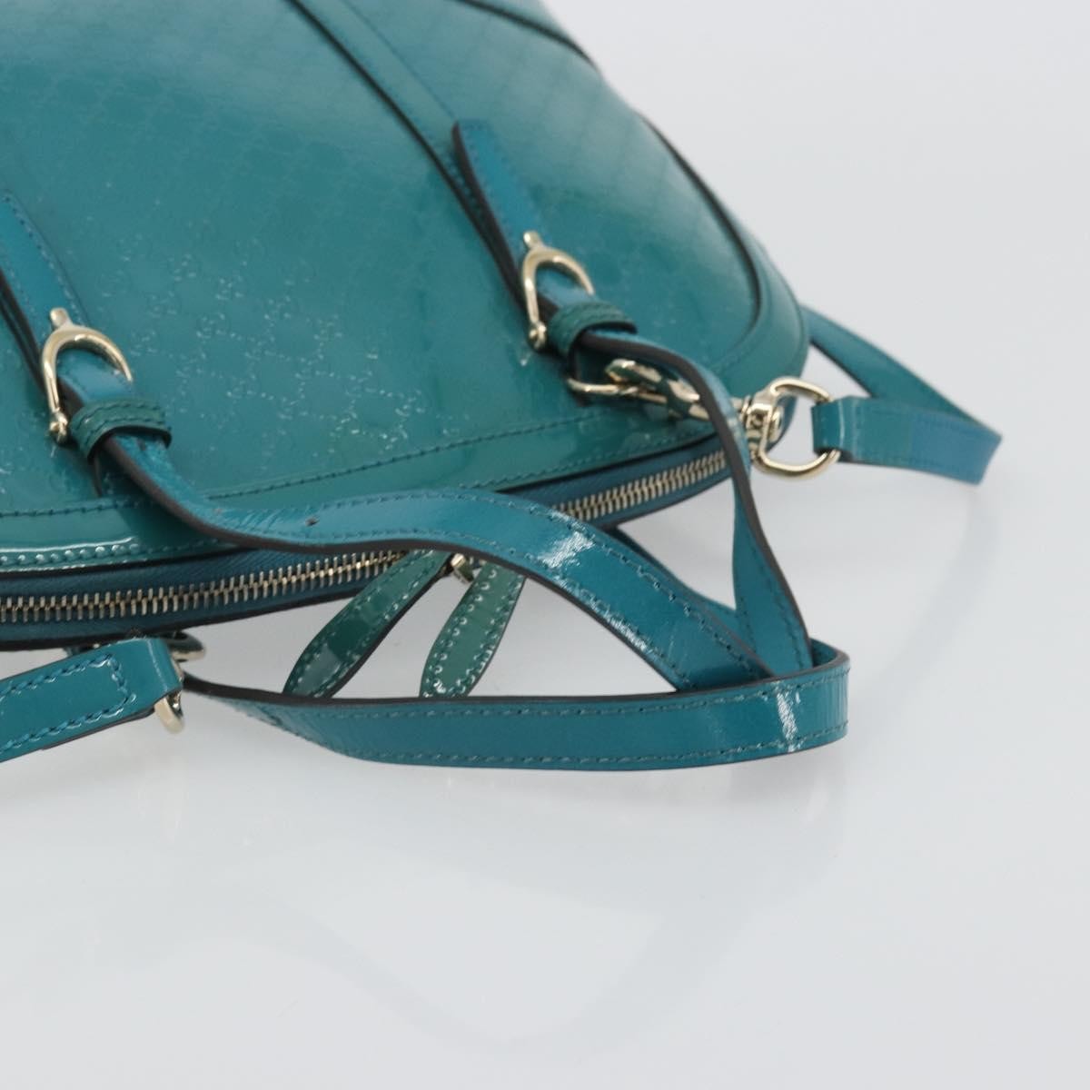 Gucci Nice Top Handle Microguccissima Patent Turquoise Patent_Leather Handbag (Pre-Owned)