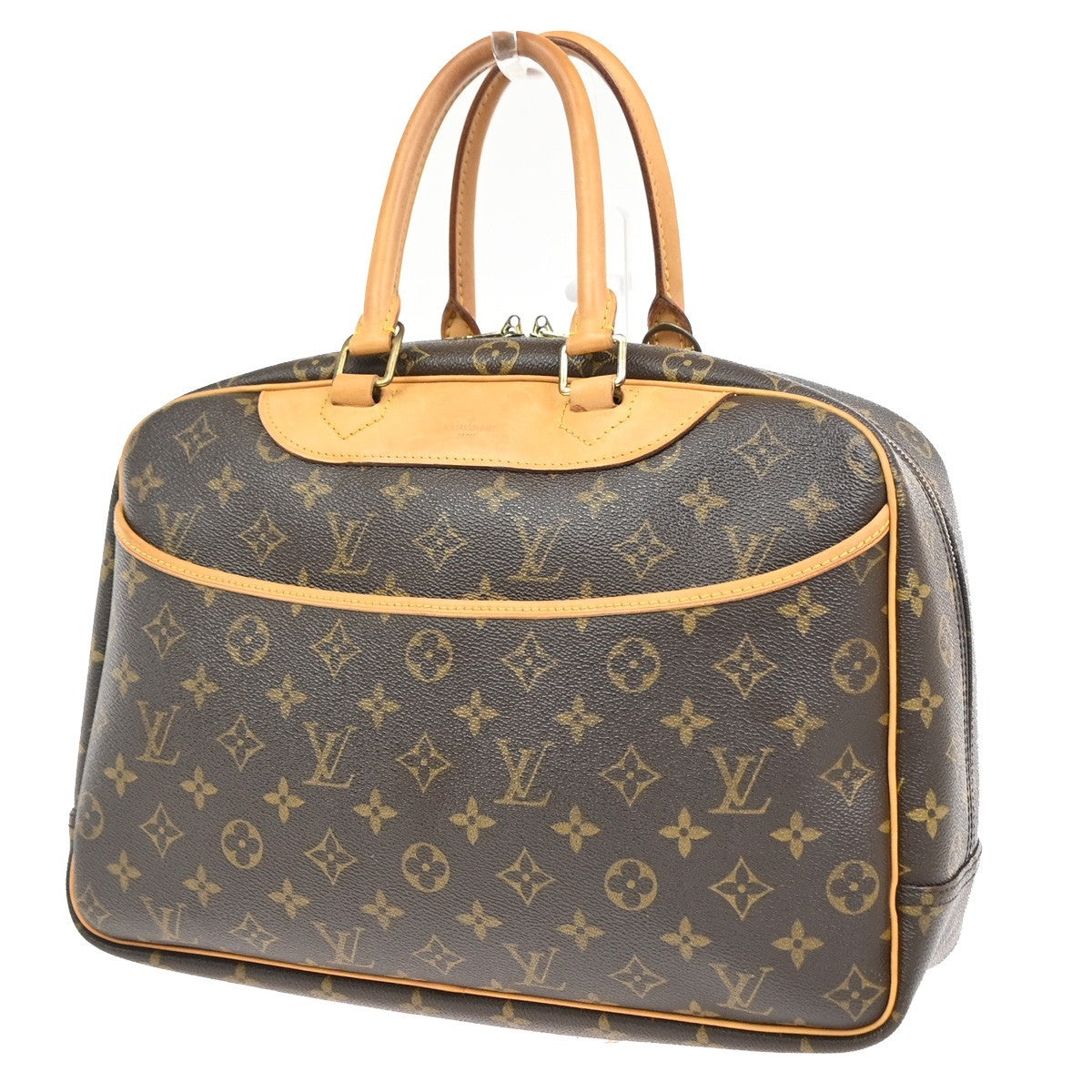 Louis Vuitton Deauville Monogram Canvas Brown Leather Handbag (Pre-Owned)