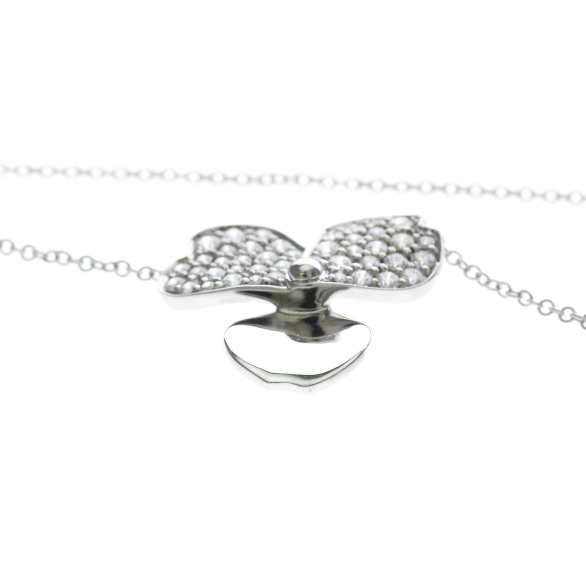 Tiffany & Co. Paper Flowers Pendant Platinum With Pave Diamonds Silver Platinum Necklace Jewelry (Pre-Owned)