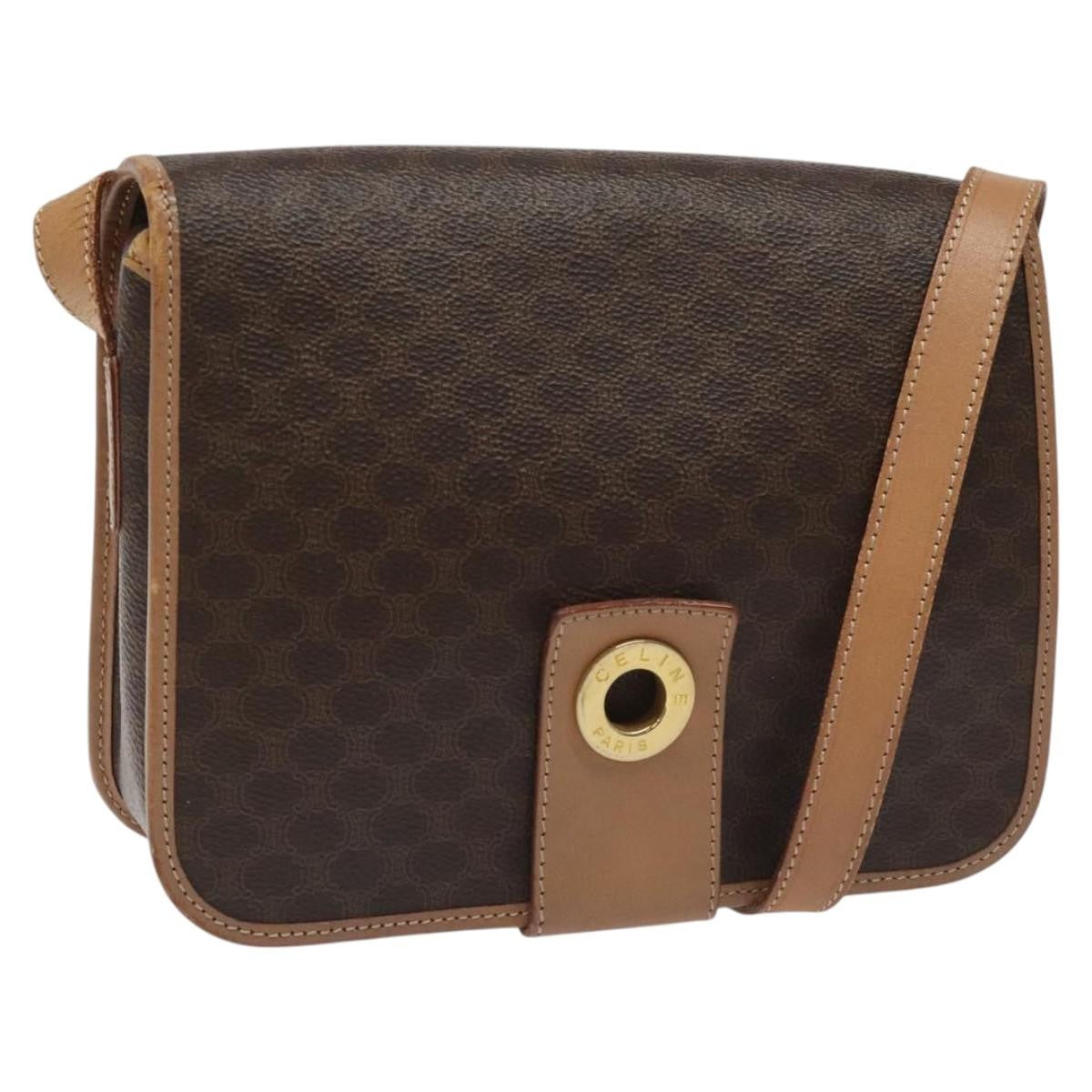 Celine Vintage Macadam Canvas And Leather Brown Canvas Shoulder Bag Bag (Pre-Owned)