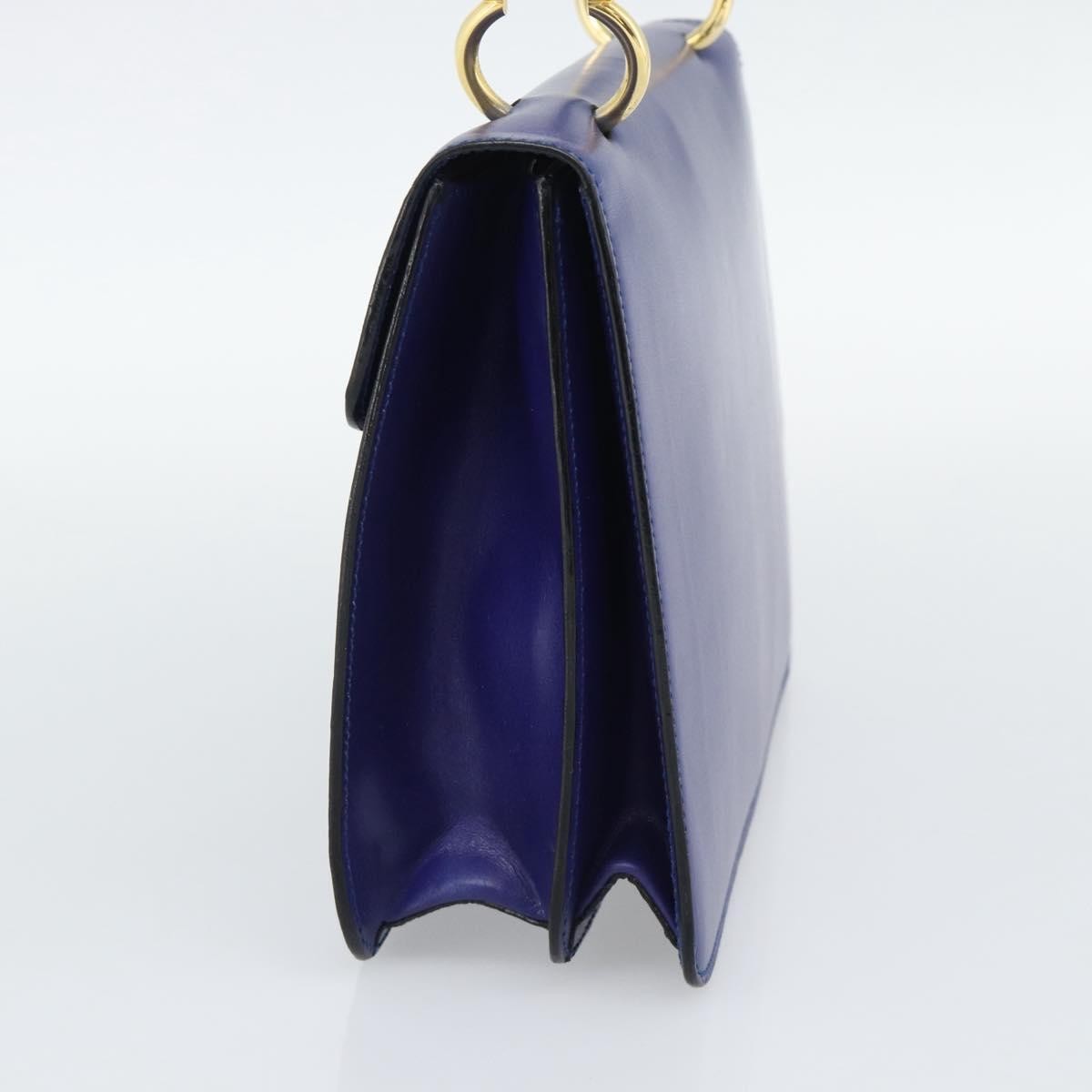 Celine Vintage Carriage Top Handle Leather Blue Leather Handbag (Pre-Owned)
