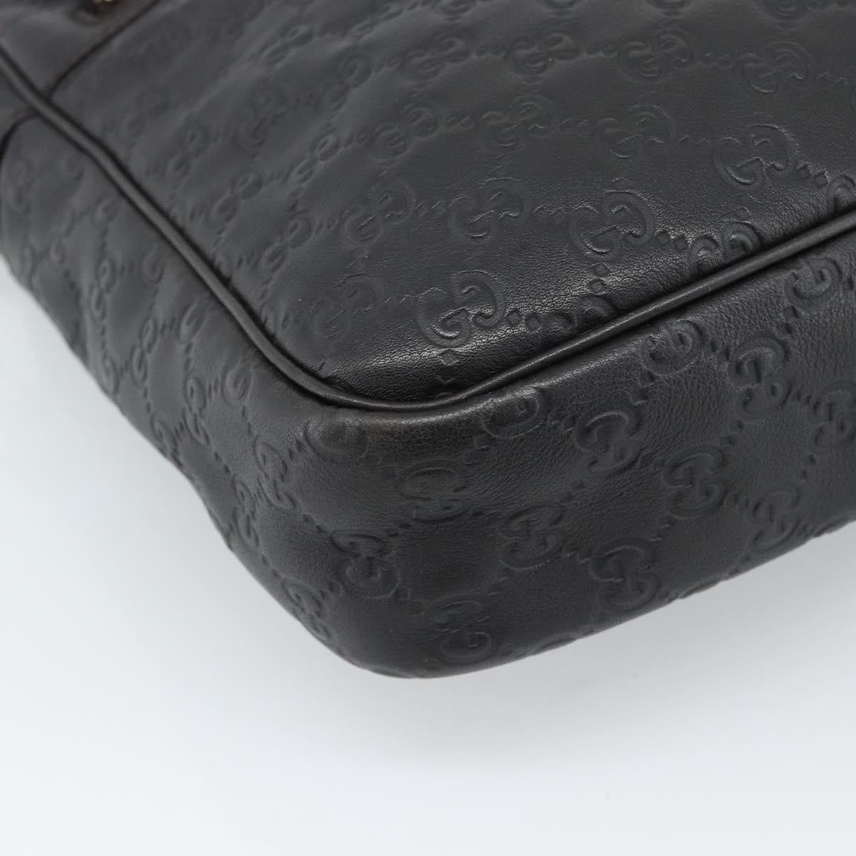 Gucci Front Zip Messenger Guccissima Leather Black Leather Shoulder Bag Bag (Pre-Owned)