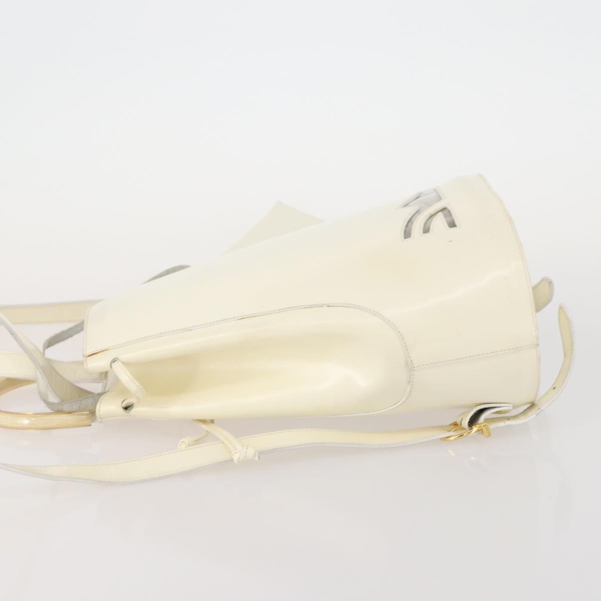 Salvatore Ferragamo Vintage Patent Leather White Patent_Leather Backpack Bag (Pre-Owned)