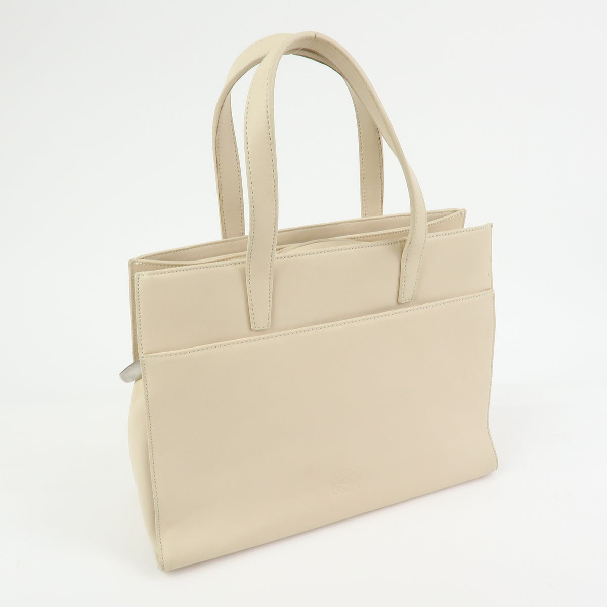 Loewe Anagram Leather Beige Leather Tote Bag Bag (Pre-Owned)