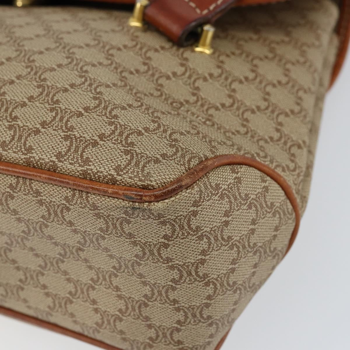 Celine Vintage Macadam Canvas And Leather Beige Canvas Handbag (Pre-Owned)