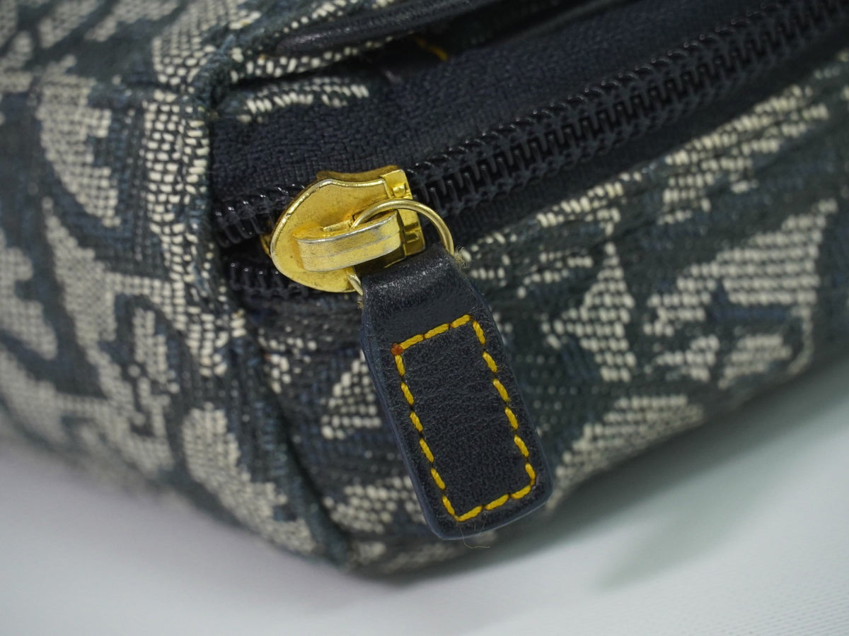 Christian Dior Saddle Zip Diorissimo Canvas Navy Canvas Clutche & Pouche Bag (Pre-Owned)