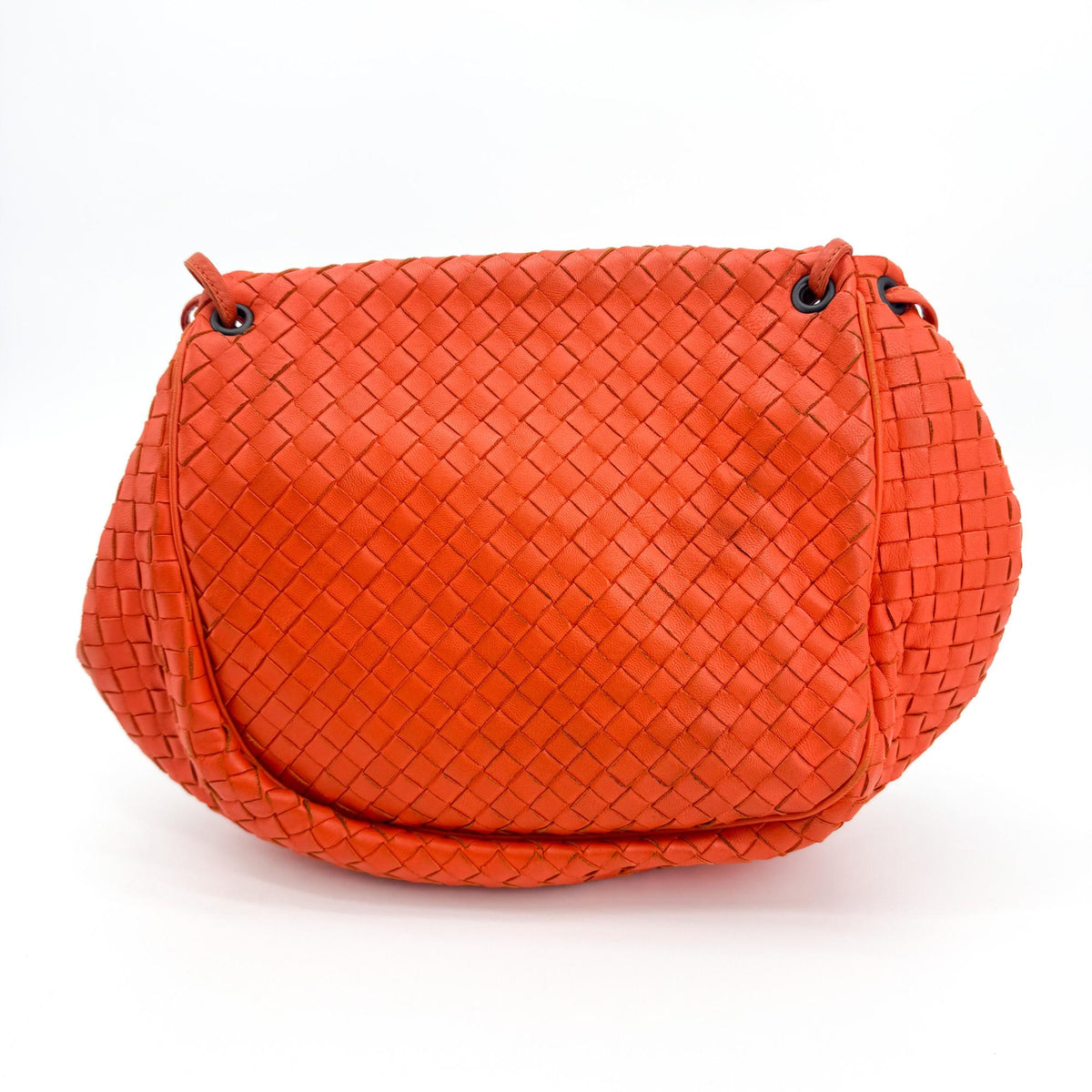 Bottega Veneta Convertible Flap Intrecciato Nappa Orange Leather Shoulder Bag Bag (Pre-Owned)