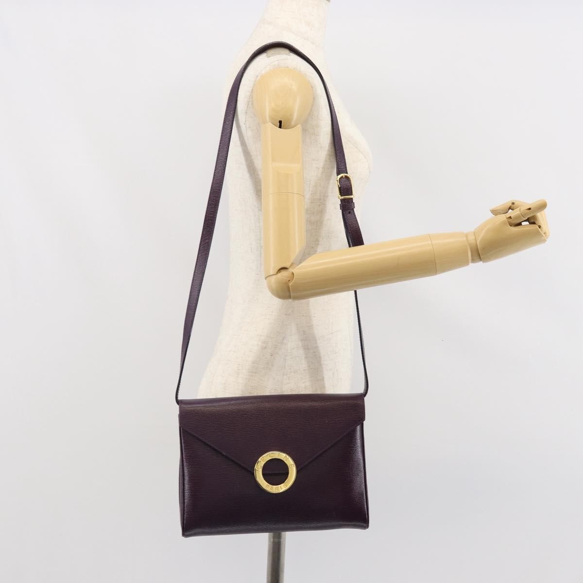 Celine Circle Logo Leather Purple Leather Shoulder Bag Bag (Pre-Owned)