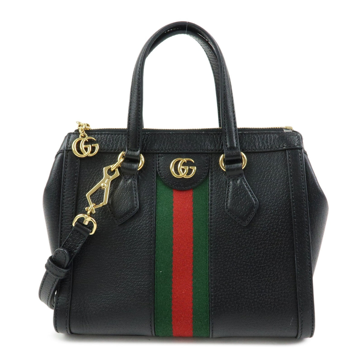 Gucci Ophidia Top Handle Leather Black Leather Tote Bag Bag (Pre-Owned)