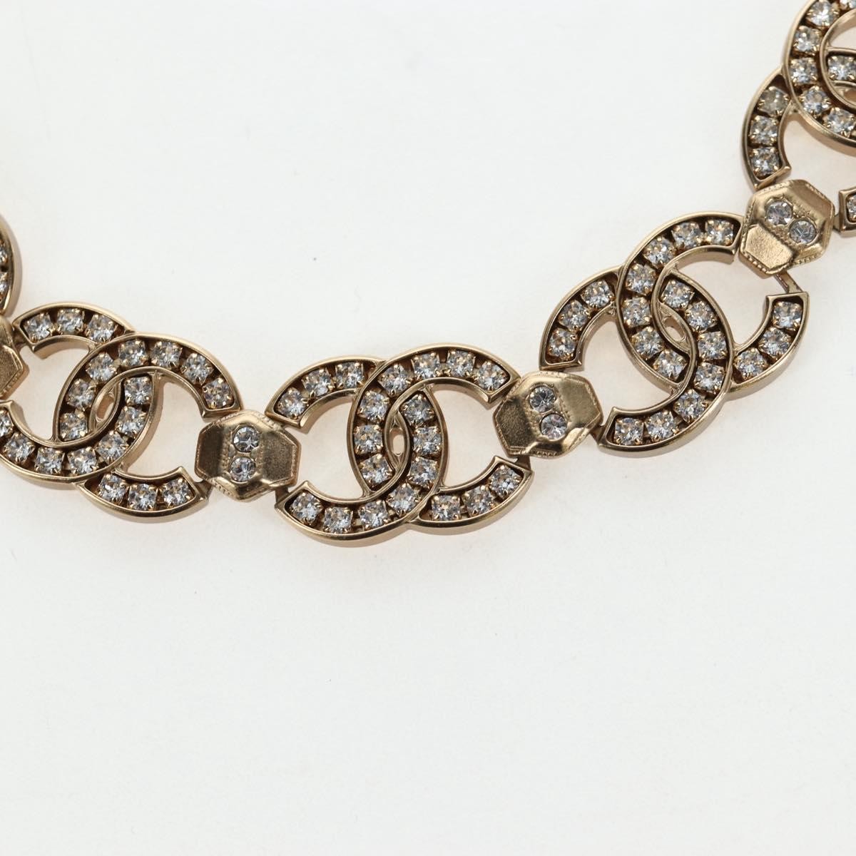 Chanel Cc Link Choker Metal With Crystals Gold Metal Necklace Jewelry (Pre-Owned)