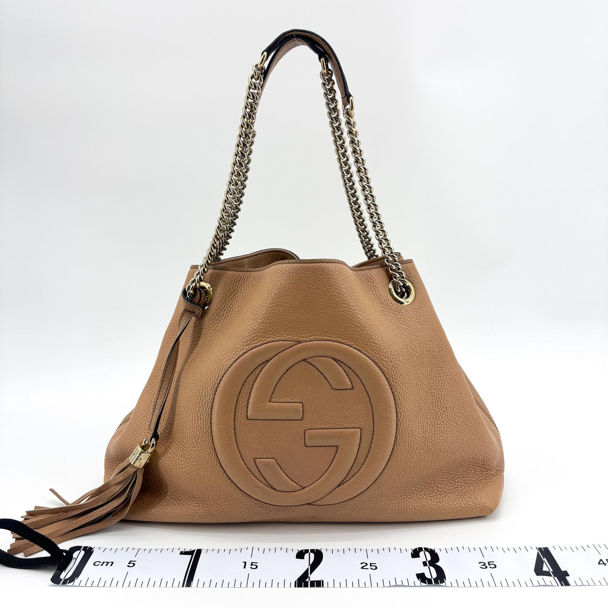 Gucci Soho Chain Strap Leather Beige Leather Shoulder Bag Bag (Pre-Owned)