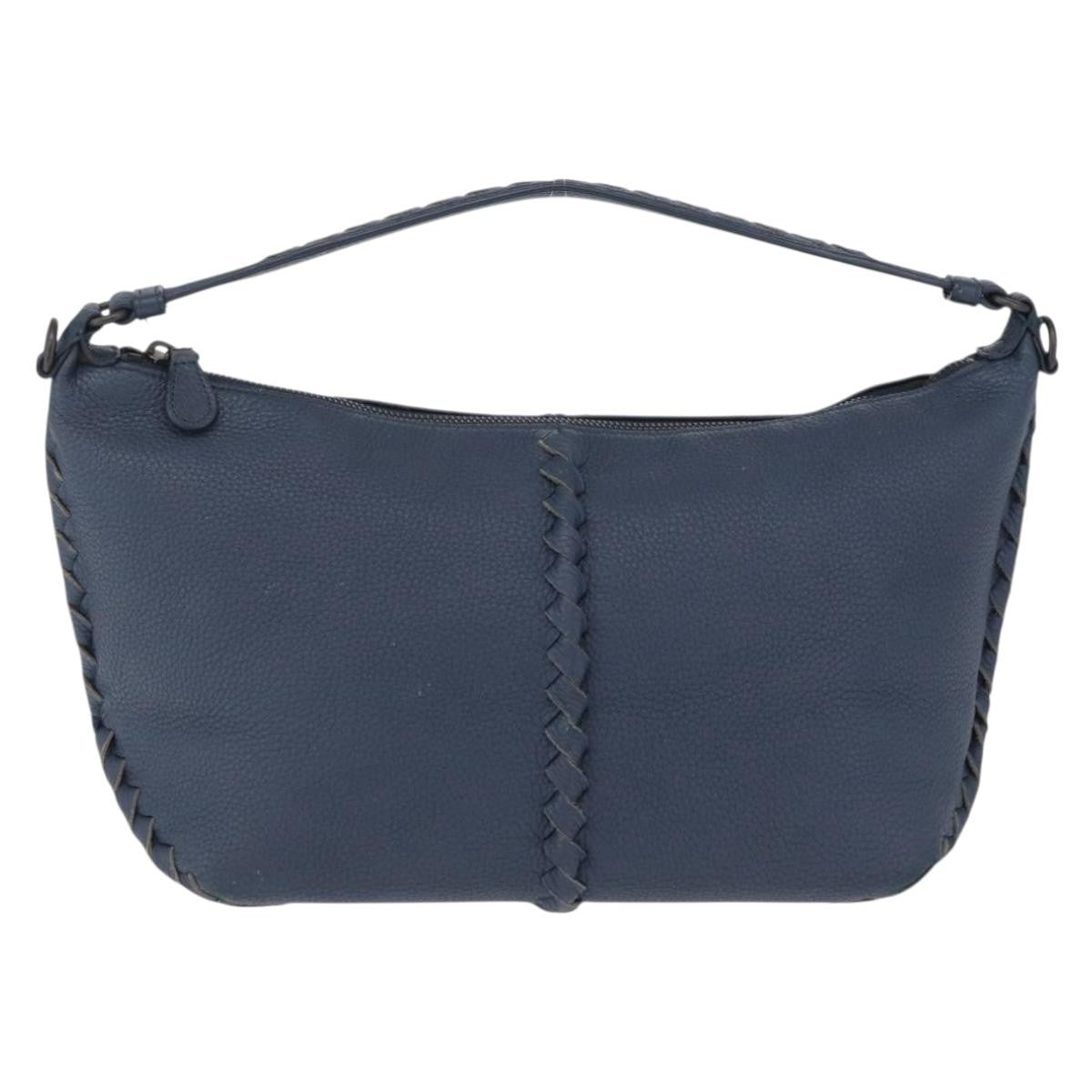 Bottega Veneta Zip Hobo Cervo With Intrecciato Detail Blue Leather Shoulder Bag Bag (Pre-Owned)