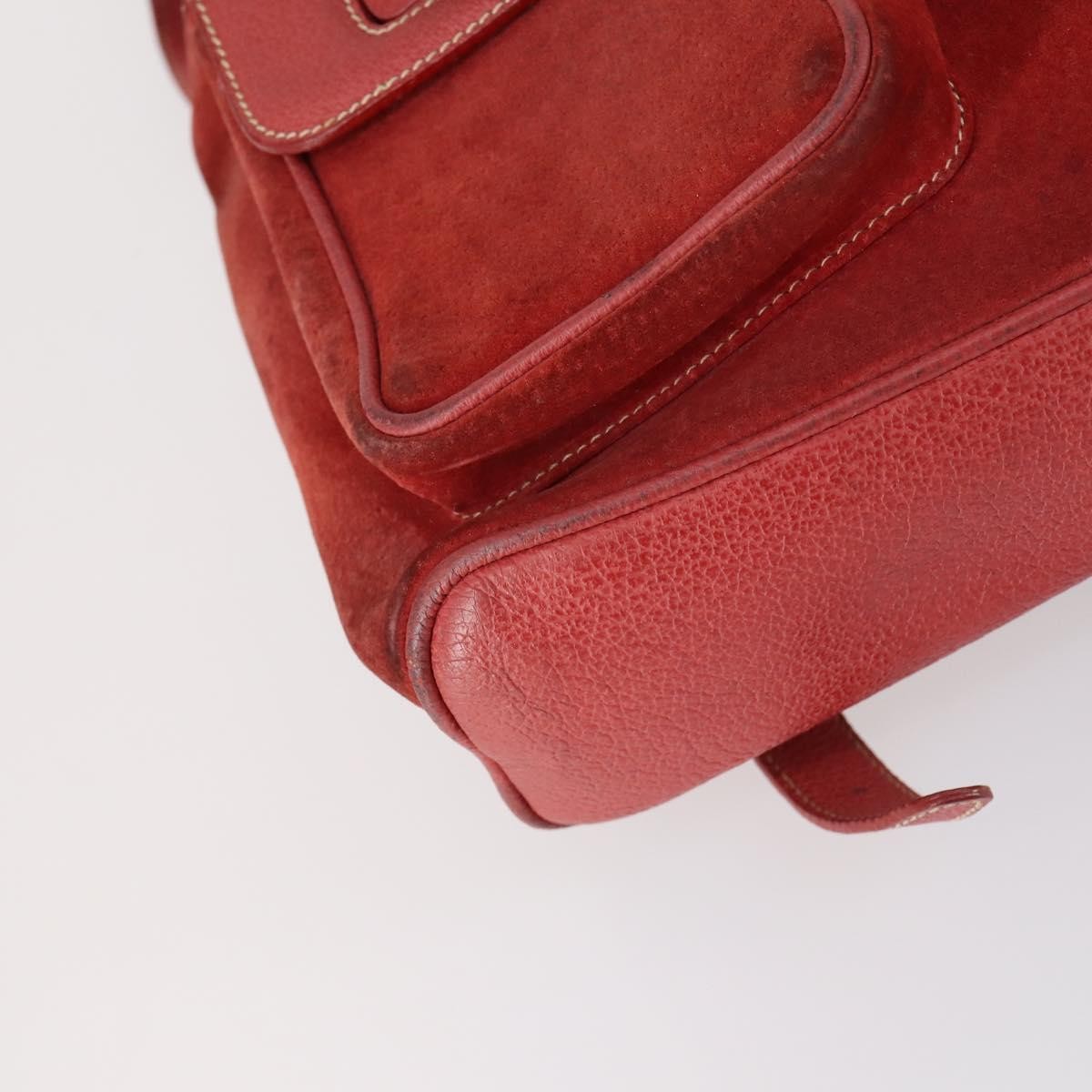 Gucci Vintage Bamboo Suede Red Suede Backpack Bag (Pre-Owned)