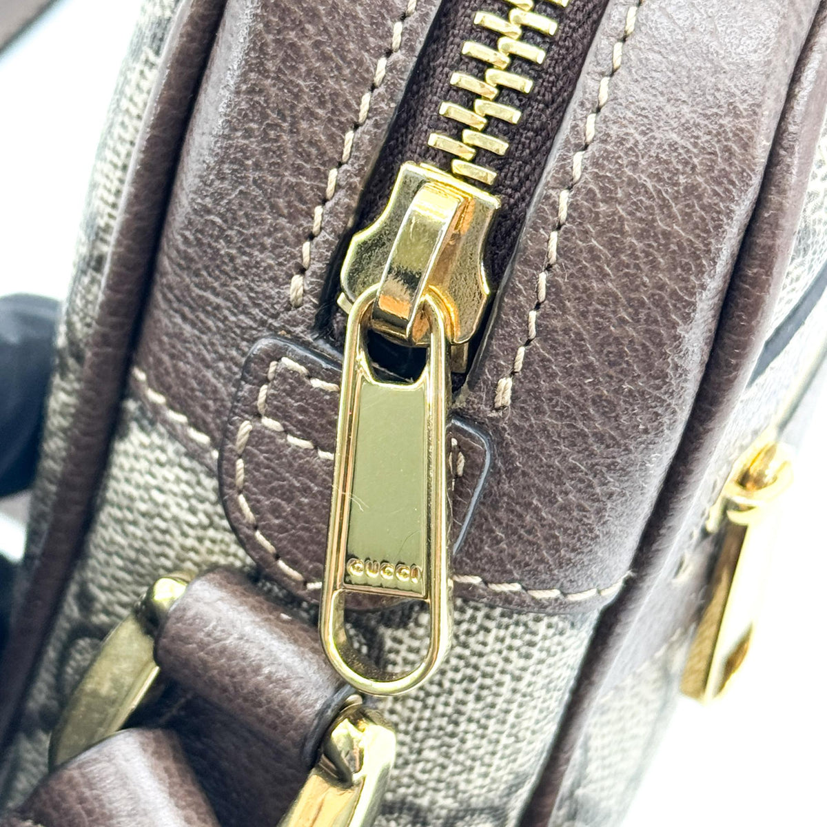Gucci Ophidia Double Zip Gg Coated Canvas Brown Canvas Crossbody Bag Bag (Pre-Owned)