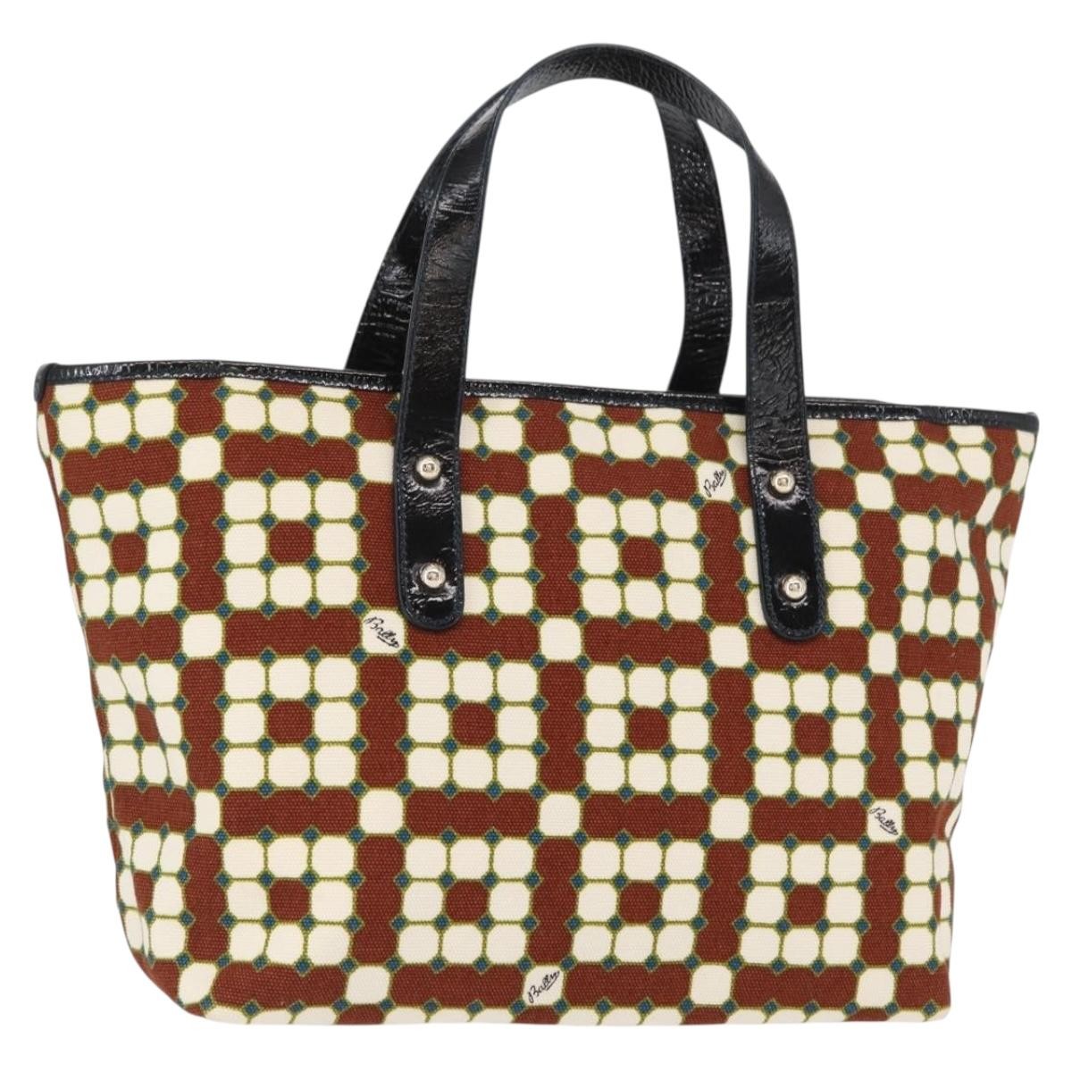 Bally Vintage Canvas Brown Canvas Handbag (Pre-Owned)