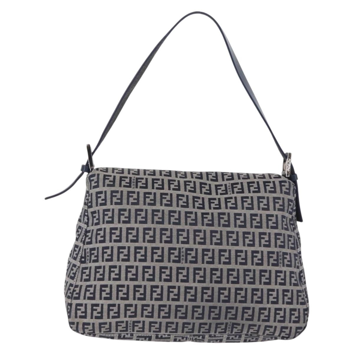 Fendi Fendi Mamma Baguette Monogram Canvas Navy Canvas Handbag (Pre-Owned)