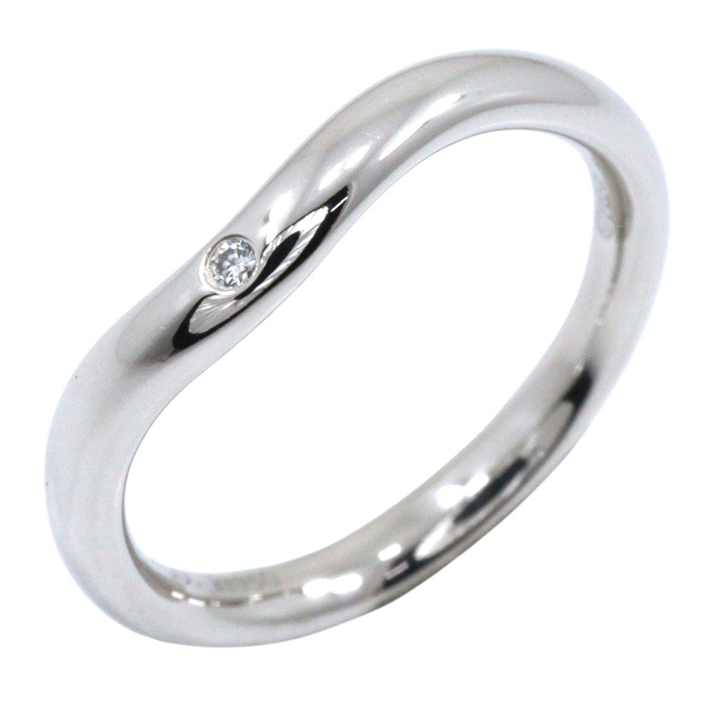 Tiffany & Co. Elsa Peretti Curved Wedding Band Platinum With Diamonds Silver Platinum Ring Jewelry (Pre-Owned)