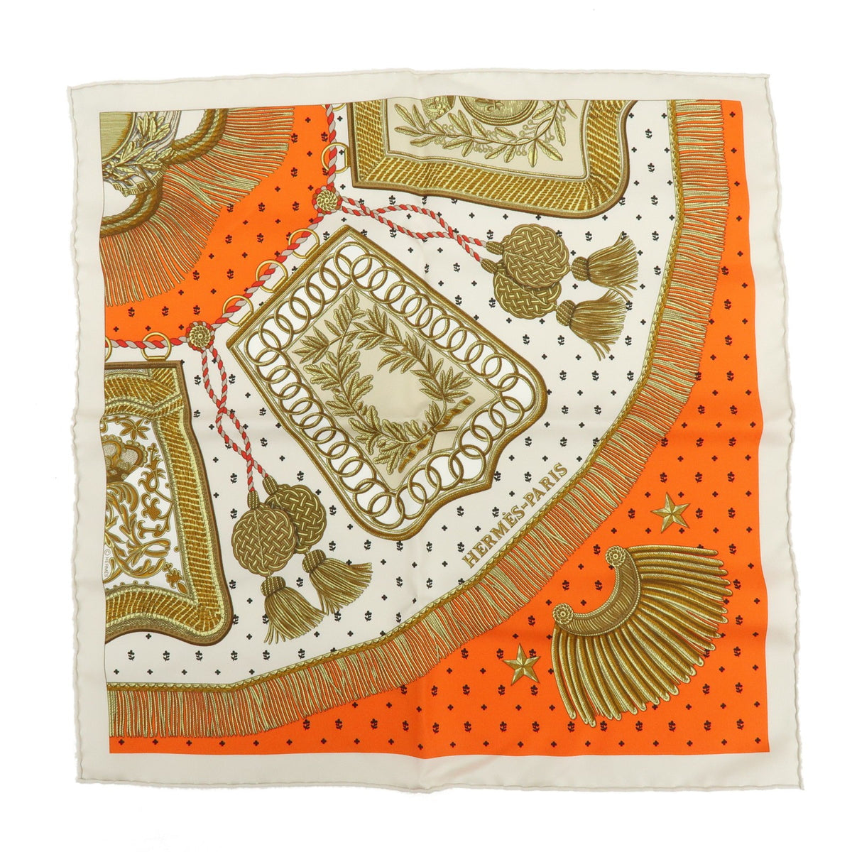 Hermes Carré 42 Silk Orange Silk Scarve & Shawl Accessory (Pre-Owned)
