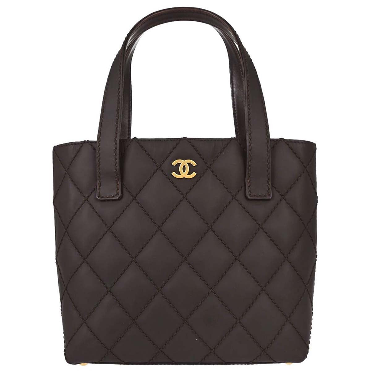Chanel Surpique Quilted Leather Brown Leather Tote Bag Bag (Pre-Owned)