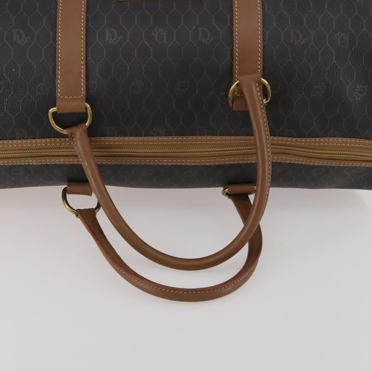 Christian Dior Vintage Honeycomb Boston Canvas And Leather Black Canvas Travel Bag Bag (Pre-Owned)