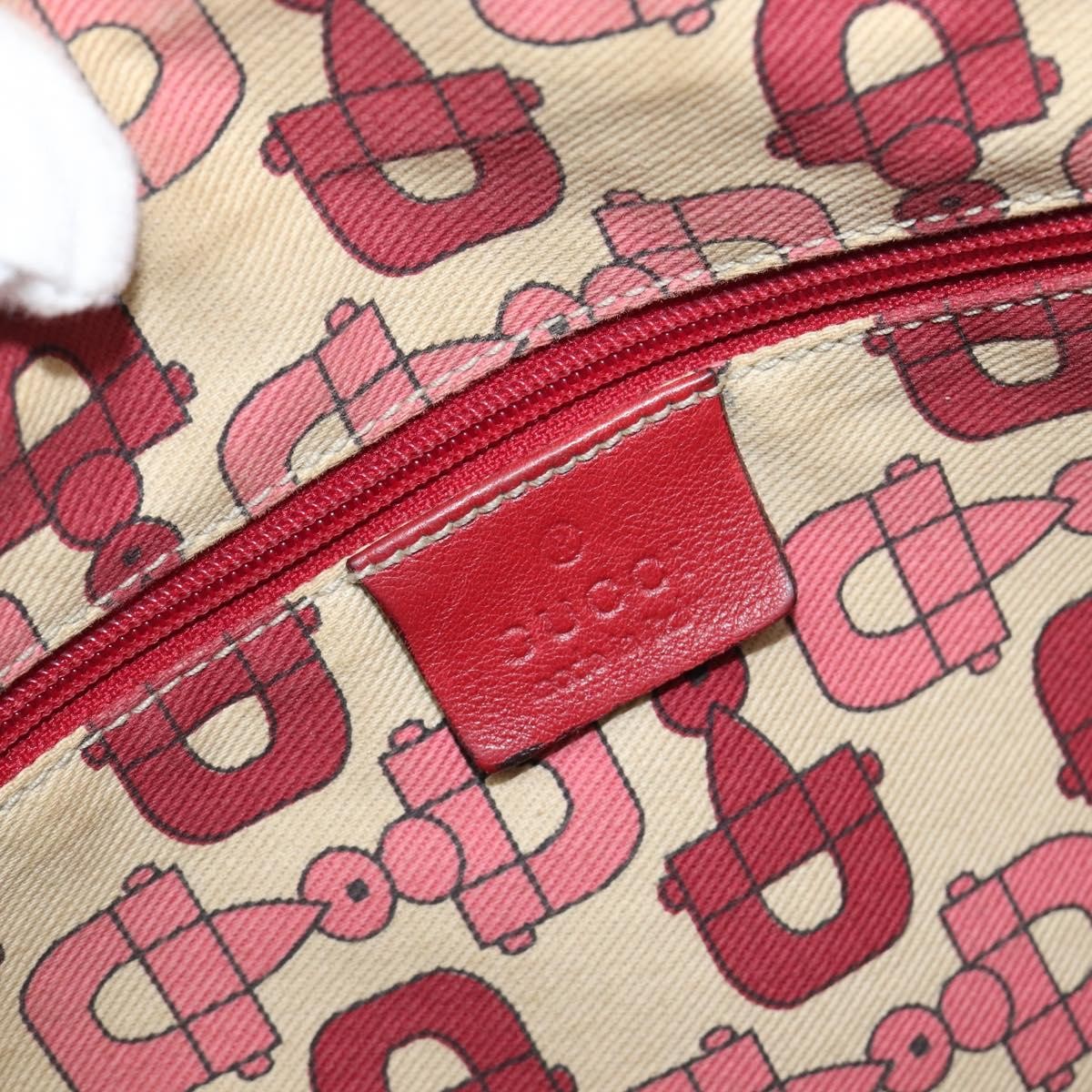 Gucci Princy Boston Guccissima Leather Red Leather Handbag (Pre-Owned)