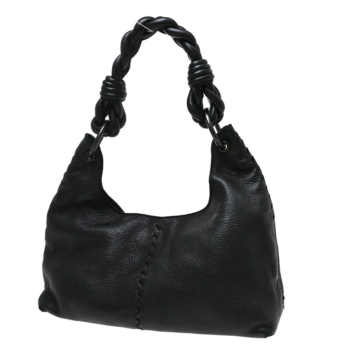 Bottega Veneta Intrecciato Leather Black Leather Handbag (Pre-Owned)