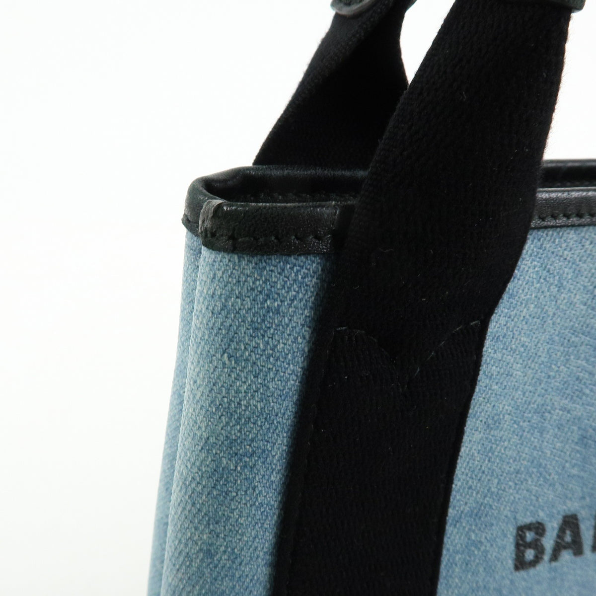 Balenciaga Navy Cabas Coated Denim With Leather Blue Pvc Tote Bag Bag (Pre-Owned)