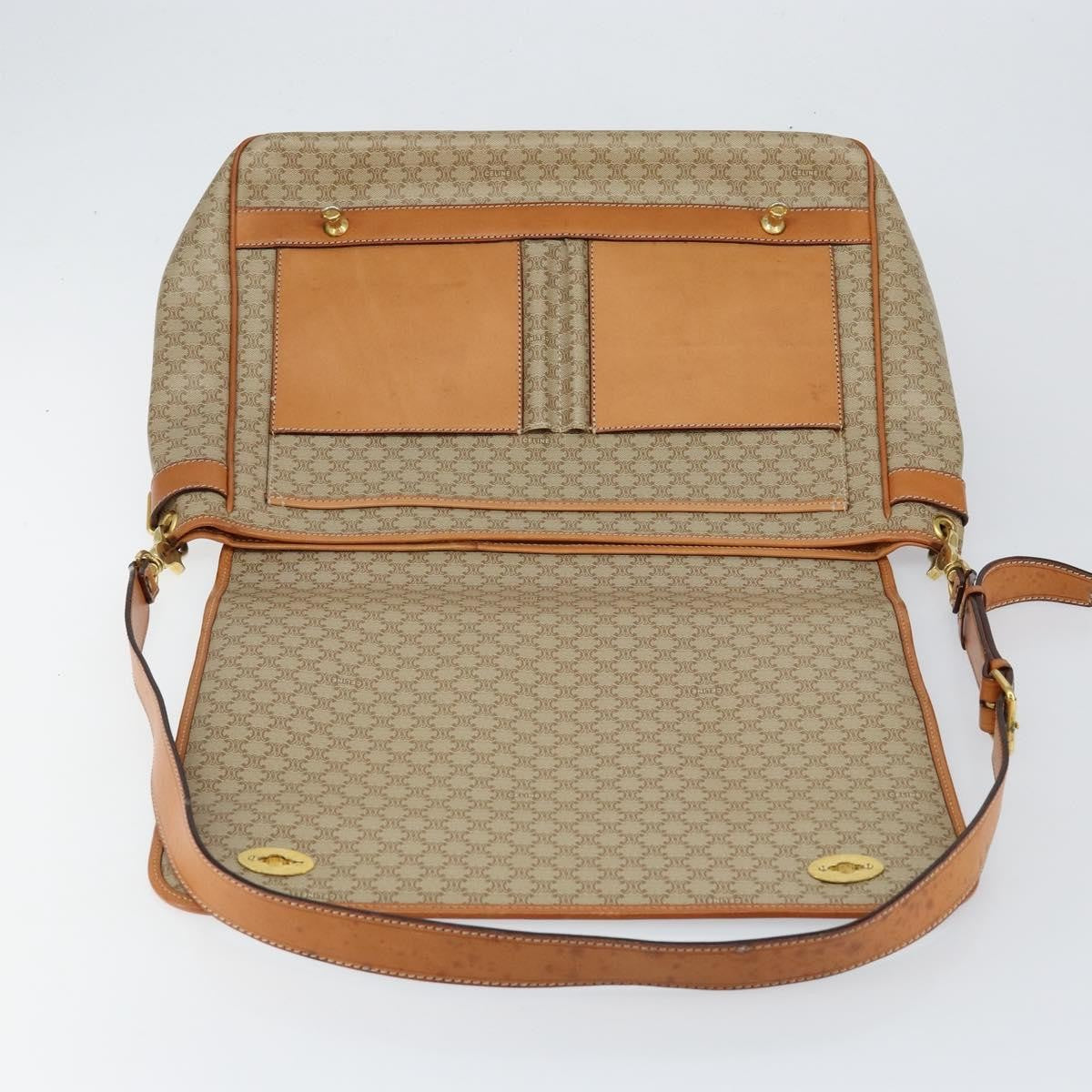 Celine Macadam Shoulder Pvc Leather Beige Canvas Bag (Pre-Owned)
