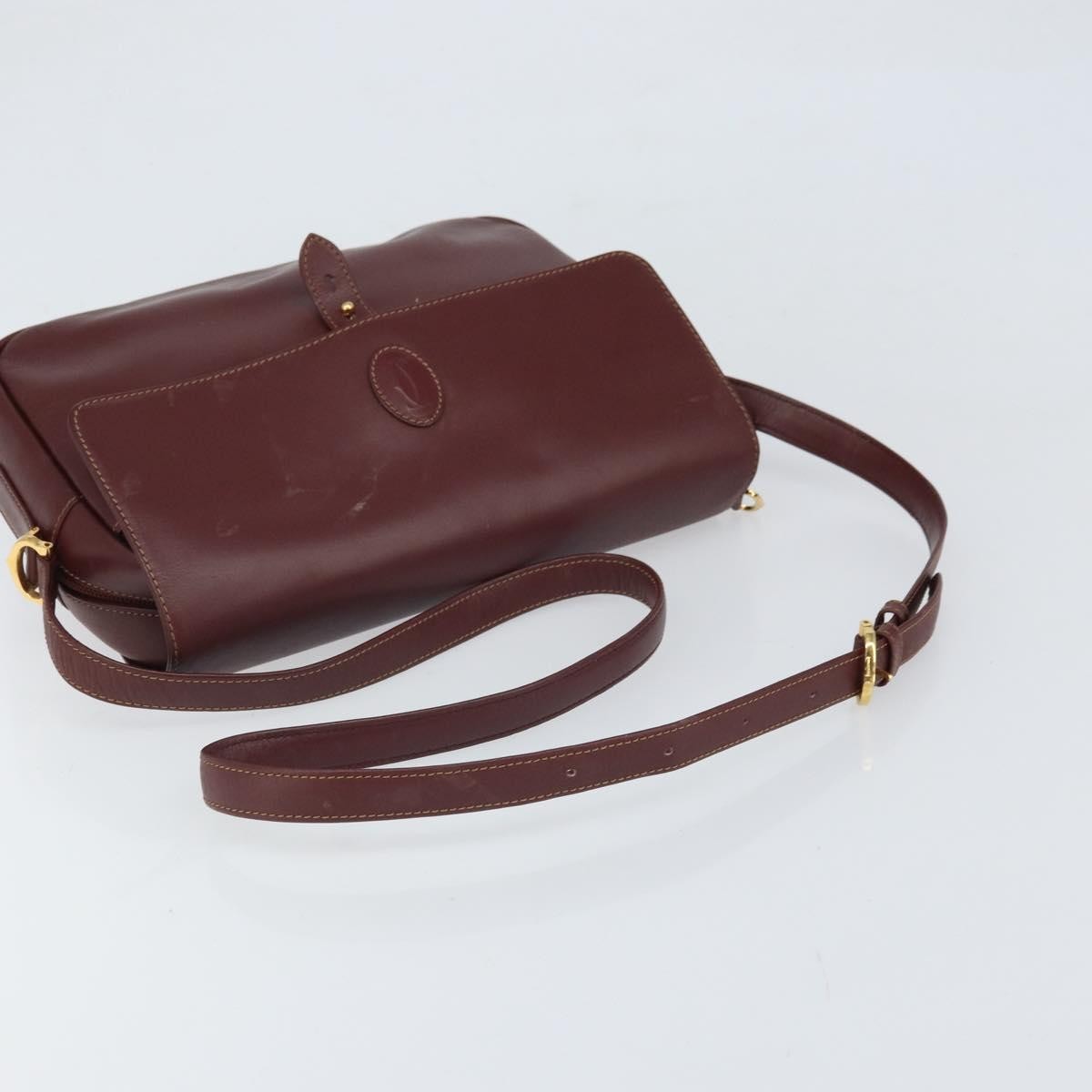Cartier Must De Cartier Leather Burgundy Leather Shoulder Bag Bag (Pre-Owned)