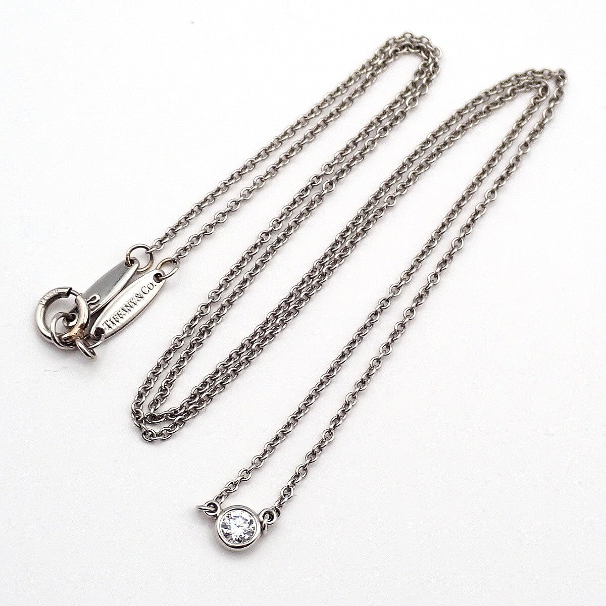 Tiffany & Co. Elsa Peretti Diamonds By The Yard Platinum With Diamond Silver Platinum Jewelry (Pre-Owned)