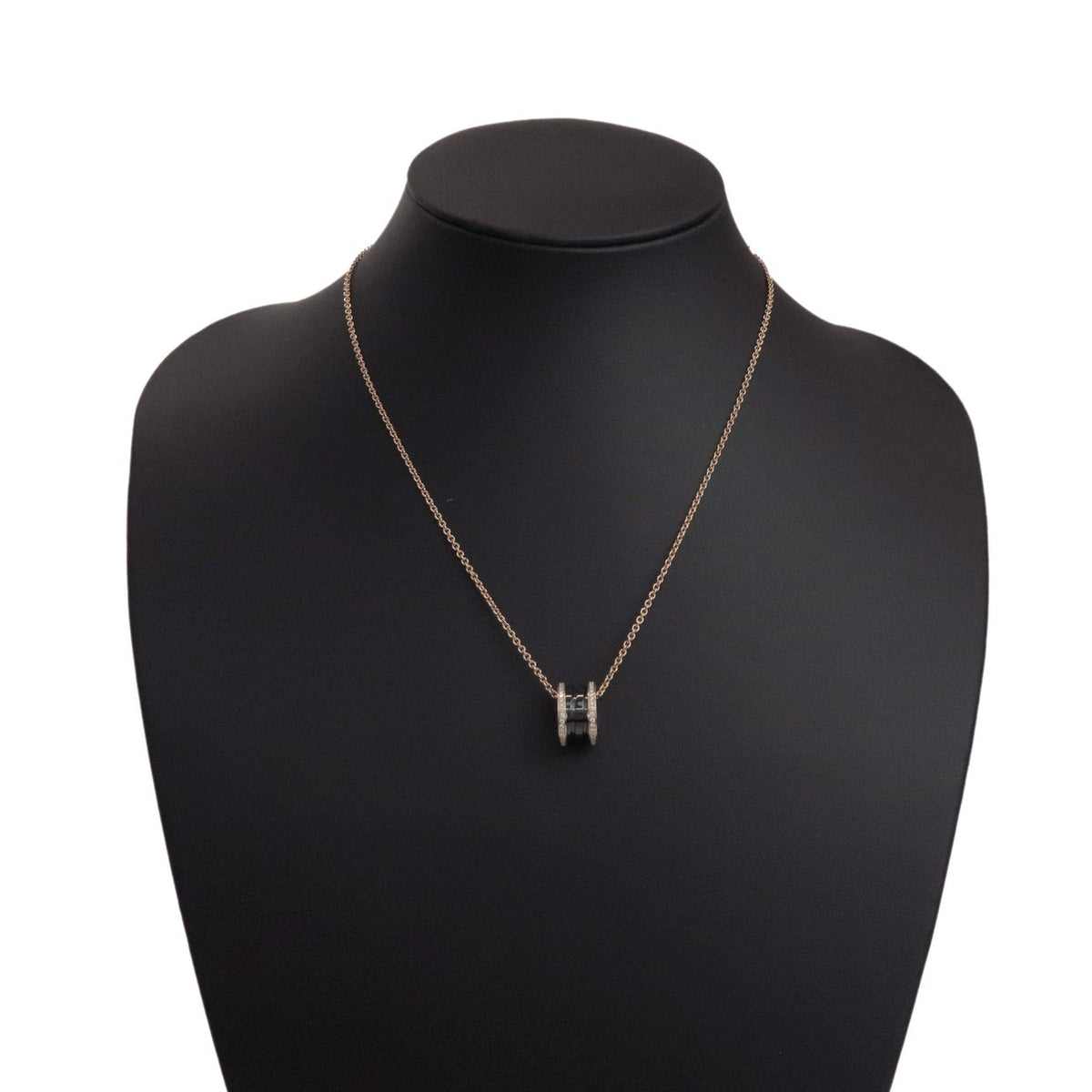 Bvlgari B.Zero1 Pendant 18K Rose Gold And Ceramic With Diamonds Pink Rose_Gold Necklace Jewelry (Pre-Owned)