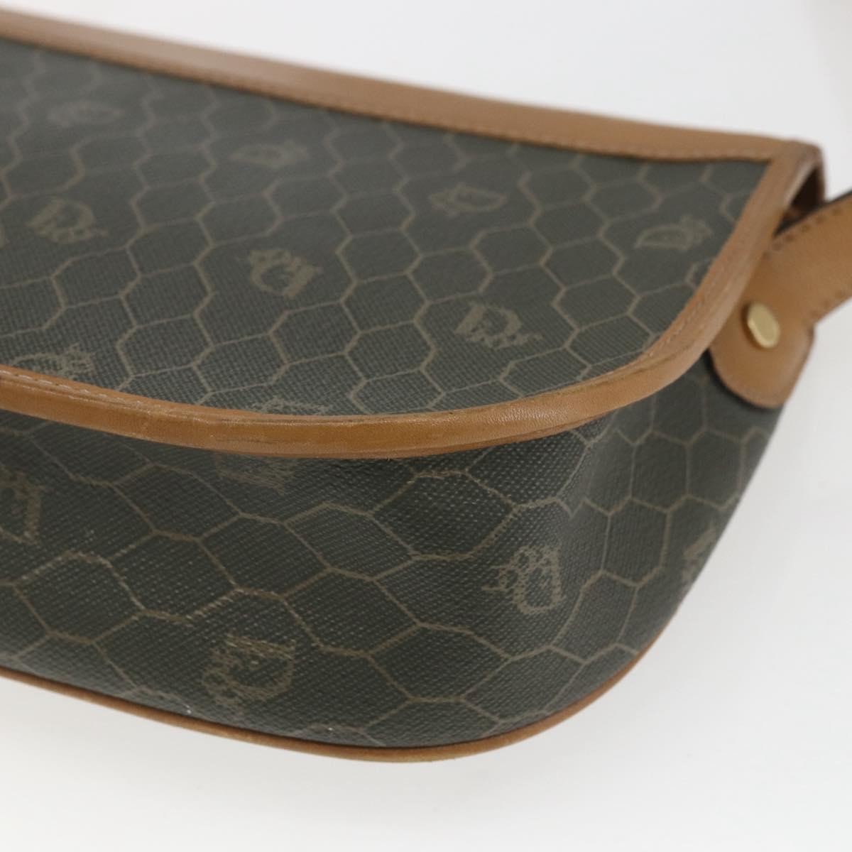 Christian Dior Vintage Honeycomb Flap Canvas And Leather Khaki Canvas Shoulder Bag Bag (Pre-Owned)