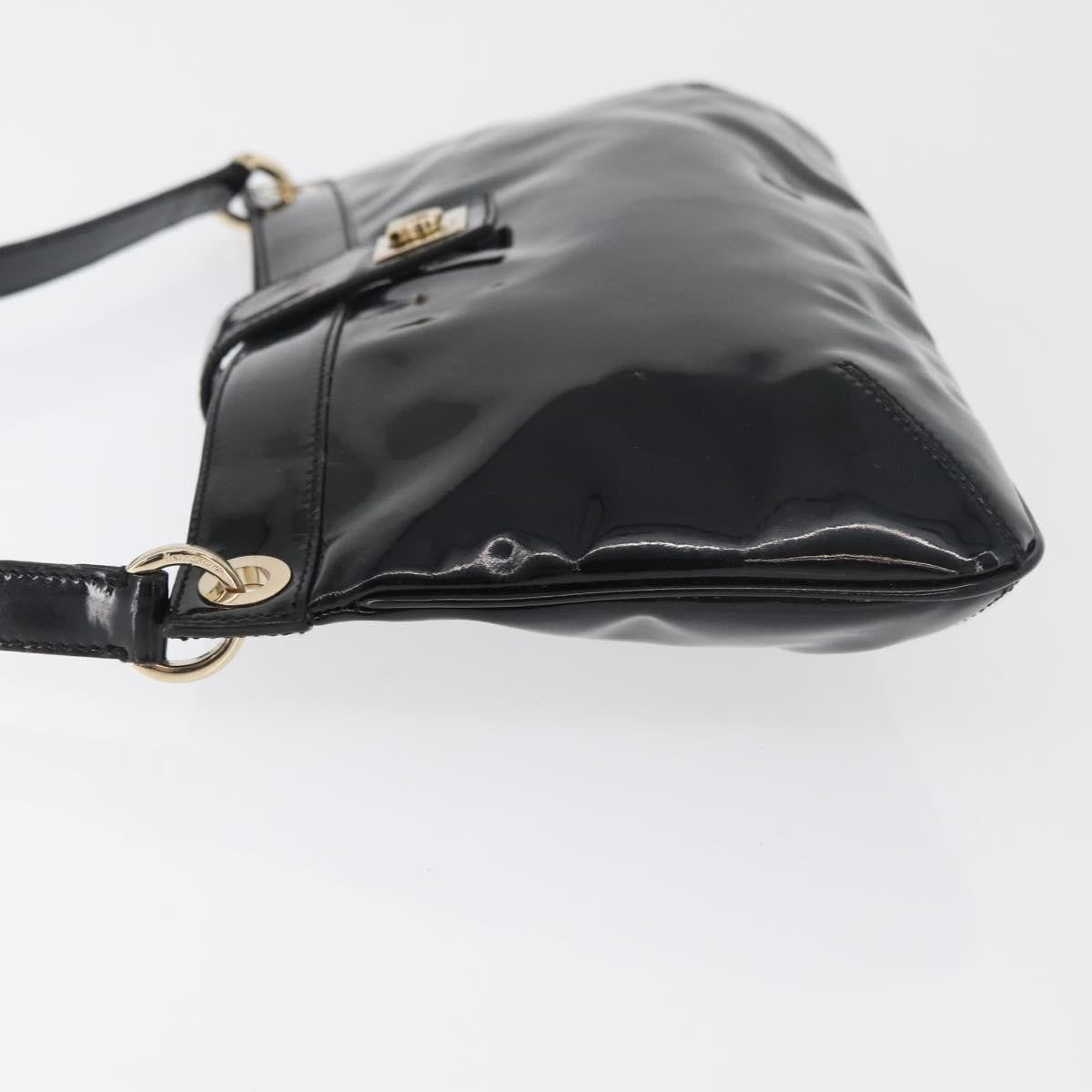 Salvatore Ferragamo Gancini Patent Leather Black Patent_Leather Shoulder Bag Bag (Pre-Owned)