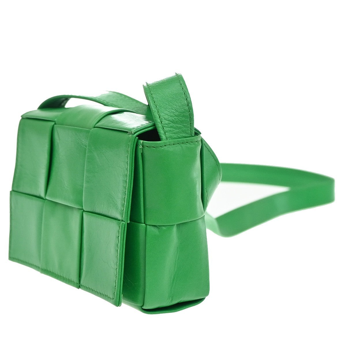 Bottega Veneta Cassette Maxi Intrecciato Leather Green Leather Crossbody Bag Bag (Pre-Owned)