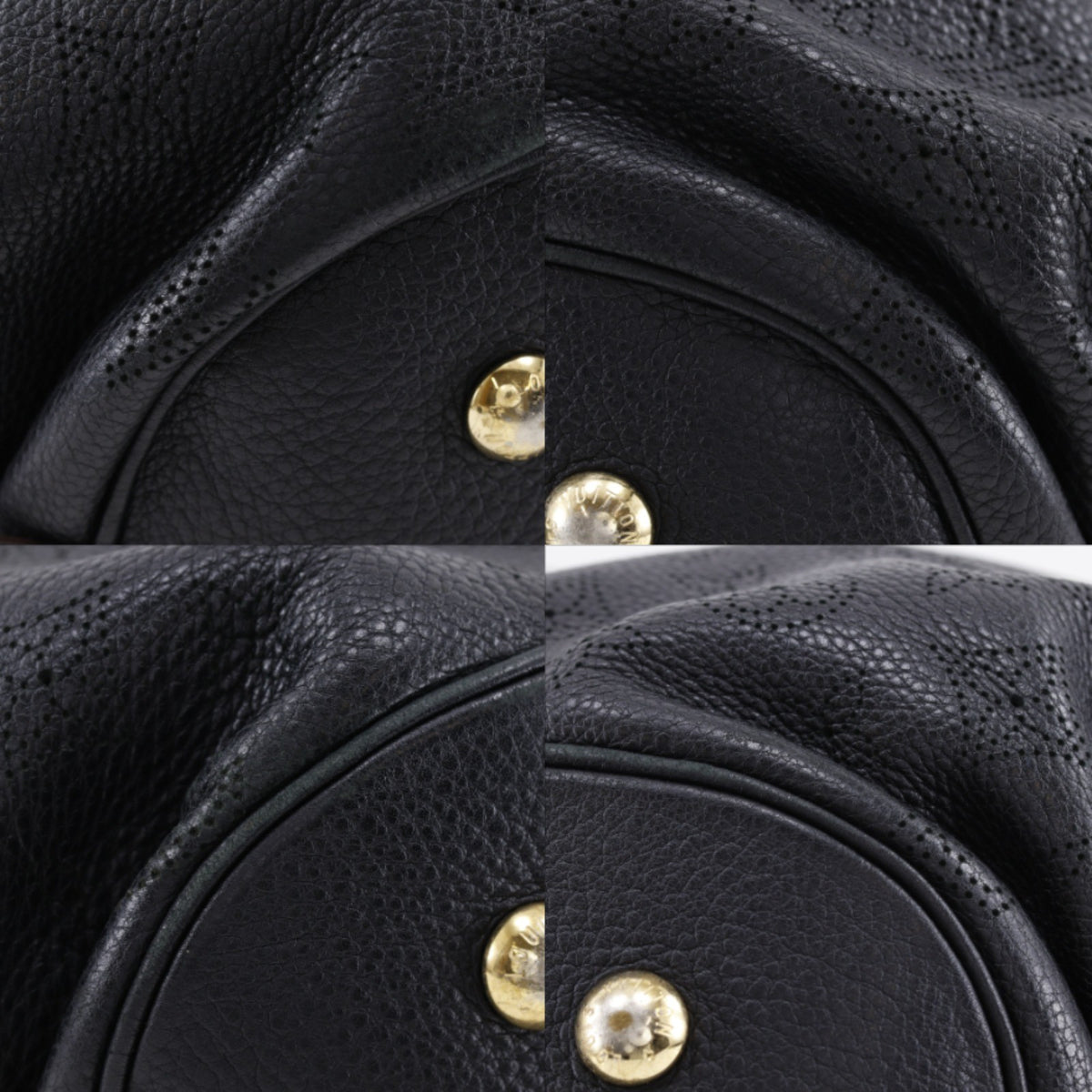 Louis Vuitton L Hobo Mahina Leather Black Leather Shoulder Bag Bag (Pre-Owned)