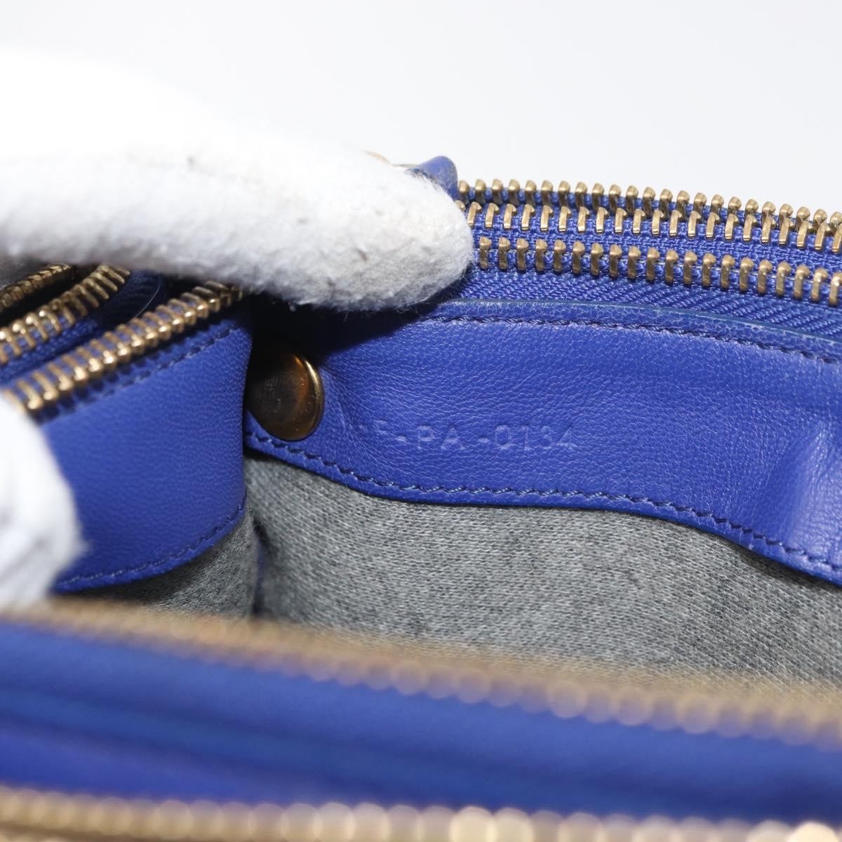 Celine Trio Leather Blue Leather Shoulder Bag Bag (Pre-Owned)