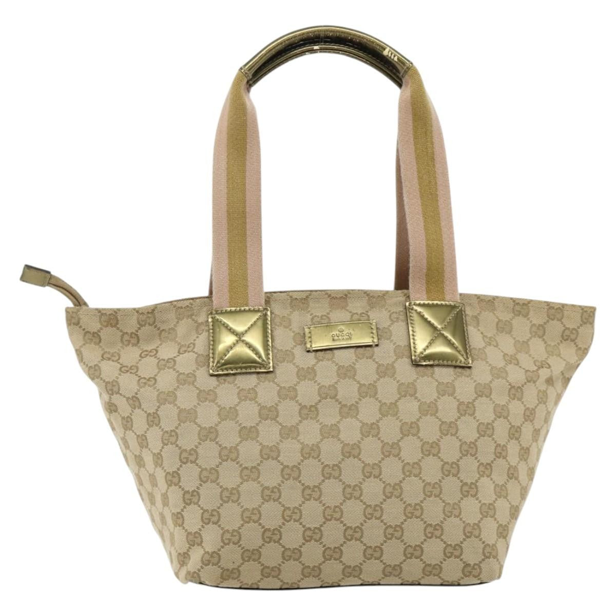 Gucci Web Zip Tote Gg Canvas And Leather Beige Canvas Tote Bag Bag (Pre-Owned)