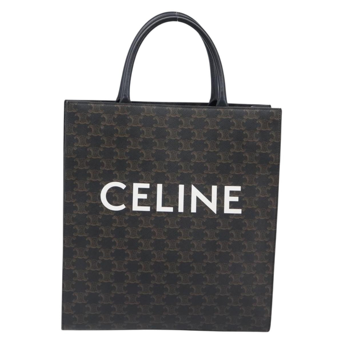Celine Vertical Cabas Triomphe Coated Canvas Brown Canvas Tote Bag Bag (Pre-Owned)