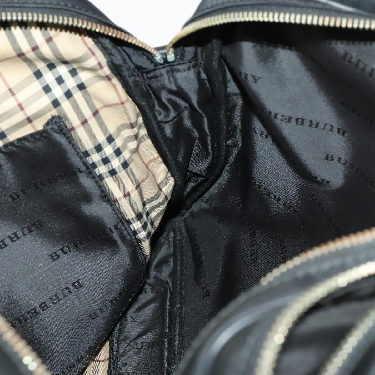 Burberry Front Zip Pocket Convertible Leather Black Nylon Briefcase Bag (Pre-Owned)